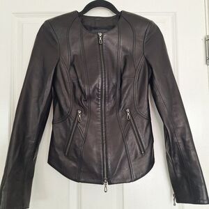 Punto Black  Leather Moto Jacket size 2